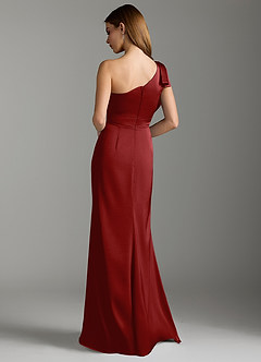 Azazie Rinna Bridesmaid Dresses Pomegranate Mermaid Ruched Stretch Satin Dress image8