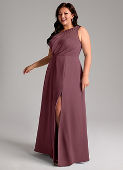 Azazie Phaedra Bridesmaid Dresses Sangria A-Line One Shoulder Chiffon Dress image14