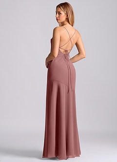 Azazie Grata 신부 들러리 드레스 인어 주름진 쉬폰 바닥 길이 드레스 image2