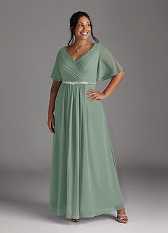 Azazie Tricia Abiti per la Madre della Sposa Abito A-Line in Chiffon con Scollo a V a Pieghe Salvia Argentata image10