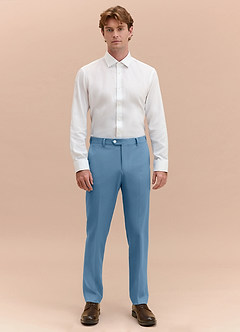 front James Steel Blue Structured Stretch Dress Pants