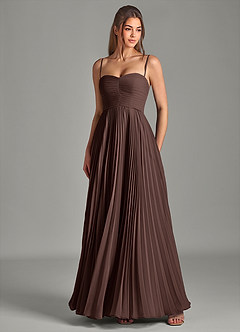 Azazie Chiana Robes de demoiselle d'honneur Robe Trapèze en Mousseline de soie Sans bretelles Ganache image2