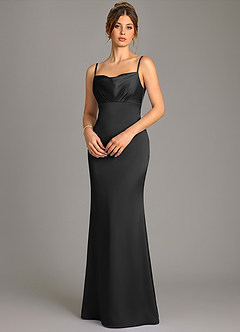 Azazie Reverie Robes de demoiselle d'honneur Robe Sirène en Satin extensible Corset Noir image2