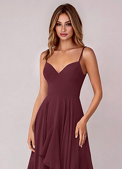 Azazie Zaina Bridesmaid Dresses Cabernet A-Line Chiffon Dress image2