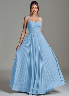 Azazie Catie Robes de demoiselle d'honneur Robe Trapèze en Mousseline de soie Encolure en Forme de Cœur Poudre Bleue image3
