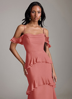 Azazie Chayla Suknie dla druhen Osłona Zza ramienia Szyfon Do ziemi Sukienka image3