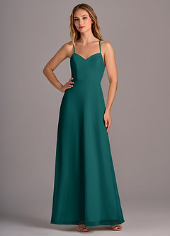 Azazie Mei Bridesmaid Dresses Peacock A-Line Chiffon Dress image3