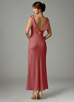 Azazie Kieryn Bridesmaid Dresses Antique Rose Mermaid Pleated Stretch Satin Dress image5