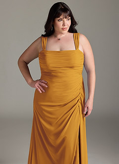 Azazie Jesaphine Bridesmaid Dresses Butterscotch Sheath Bow Chiffon Dress image13