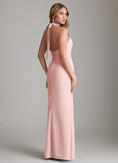 Azazie Valerie Bridesmaid Dresses Powder Pink Mermaid Pleated Chiffon Dress image2