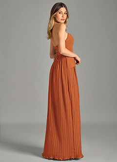 Azazie Becka Final Sale Cinnamon A-Line Strapless Chiffon Dress image5