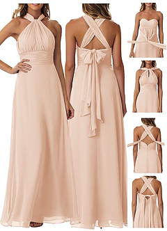 Azazie Fifi Bridesmaid Dresses English Rose A-Line Strapless Chiffon Convertible Dress image15