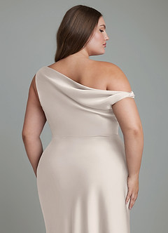 Azazie Emerson Bridesmaid Dresses White Alabaster Mermaid Off the Shoulder Stretch Satin Dress image6