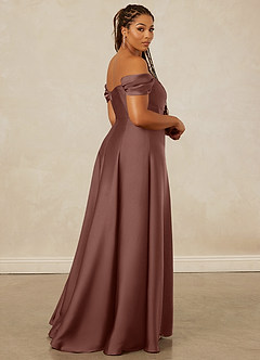 Christian Siriano Bridal for Azazie 1002 Bridesmaid Dresses Espresso A-Line Off the Shoulder Stretch Satin Convertible Dress image15