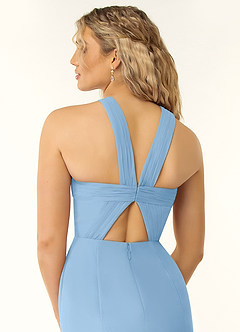 Azazie Rue At-home Try On Dresses Agave A-Line Halter Chiffon Dress image3