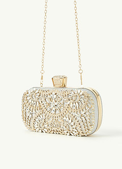 front Crystal And Rhinestone Embellished Clutch Bag