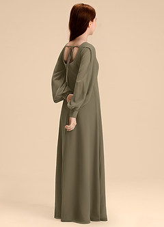 Azazie Bondi Junior Willow Green A-Line Blouson Chiffon Dress image6