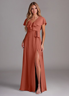 Azazie Lainey Bridesmaid Dresses Clay A-Line with Pockets Chiffon Dress image3