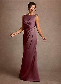 Azazie Baltimore vestidos de madre de la novia Vestido de Sangrado de Satén Elástico de Corte en A con Plisado image3