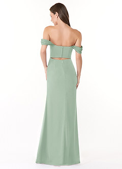 Azazie Lynnie Robes de demoiselle d'honneur Robe Sirène Convertible en Mousseline de soie Épaule décolletée Agave image3