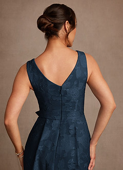 Azazie Luanne Mother of the Bride Dresses Dark Navy A-Line Pleated Floral Burnout Dress image6