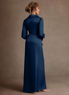 Azazie Jacinta Suknie dla Matki Panny Młodej Osłona Pofałdowany Satyna elastyczna Długość podłogi Sukienka image3