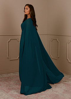 Azazie Isa Mother of the Bride Dresses Pine A-Line V-Neck Pleated Chiffon Dress image3