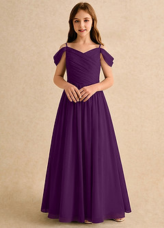 Azazie Chelo Girls Formal Flower Girl Dresses Grape A-Line Pleated Chiffon Dress image4