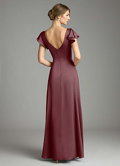 Azazie Omari Bridesmaid Dresses Sangria A-Line Stretch Satin Dress image2