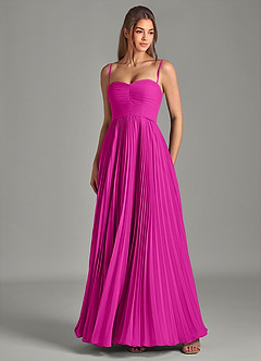 Azazie Chiana Robes de demoiselle d'honneur Robe Trapèze en Mousseline de soie Sans bretelles Fuchsia image2