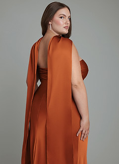 Azazie Saylor Bridesmaid Dresses Cinnamon Mermaid Strapless Stretch Satin Dress image19