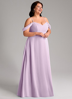Azazie Marley Bridesmaid Dresses Frosted Lilac A-Line Off the Shoulder Chiffon Convertible Dress image15