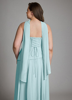 Azazie Gabriela Brautjungfernkleider A-Linie Korsett Chiffon Kleid Seegrün image22