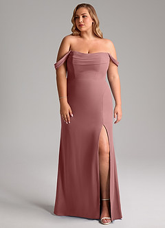 Azazie Saige Bridesmaid Dresses Desert Rose A-Line Off the Shoulder Chiffon Convertible Dress image10