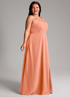 Azazie Phaedra Bridesmaid Dresses Sunset A-Line One Shoulder Chiffon Dress image9