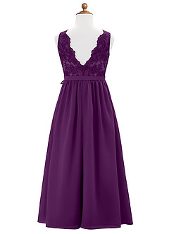 Azazie Elly Junior Grape A-Line Lace Chiffon Dress image7