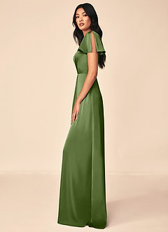 Azazie Soren Bridesmaid Dresses Juniper A-Line Pleated Stretch Satin Dress image3