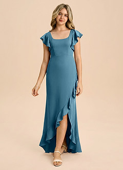 Azazie Demi Junior Robe Sirène en Satin extensible Arc Bermude image3