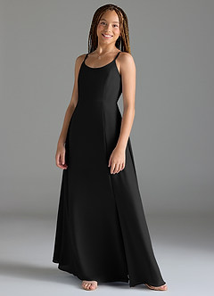 Azazie Moira Junior A-Linie mit Taschen Chiffon Kleid Schwarz image3