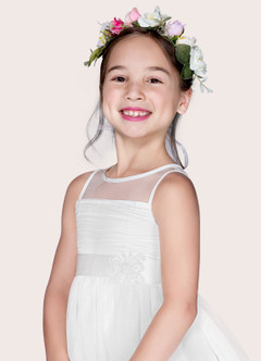 Azazie Ayperi Flower Girl Dresses Ball-Gown Sequins Tulle Tea-Length Dress image4