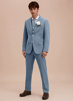 front Ethan 더스티 블루 리파인드 위브 3피스 슈트