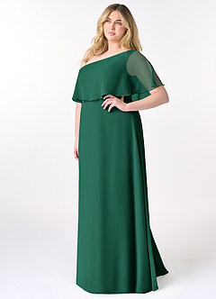 Azazie Lizzy Final Sale Emerald A-Line One Shoulder Chiffon Dress image10