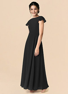 Azazie Payton Black A-Line Bow Chiffon Dress image4