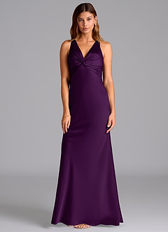 Azazie Hati Brautjungfernkleider Meerjungfrau-Linie Stretch-Satin Kleid Traube image5