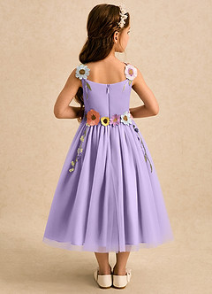 Azazie Meadow Robe Demoiselle D'honneur Fillette Robe Trapèze en Dentelle Lilas image2