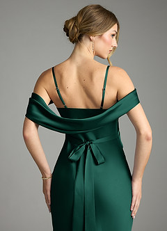 Azazie Malaya Final Sale Emerald Mermaid Pleated Stretch Satin Dress image2