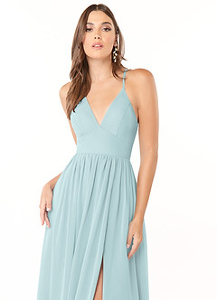 Azazie Aaida Bridesmaid Dresses Mist A-Line Corset Chiffon Dress image6