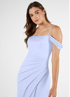 Azazie Kit Bridesmaid Dresses Lavender Mermaid Off the Shoulder Mesh Dress image6
