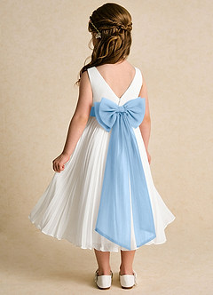 Azazie Margot Flower Girl Dresses Ivory Powder Blue A-Line Pleated Chiffon Dress image5