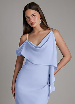 Azazie Yura Bridesmaid Dresses Ice Mermaid Off the Shoulder Chiffon Dress image2